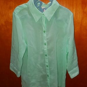 Girls Pastel Green Button Up Size M